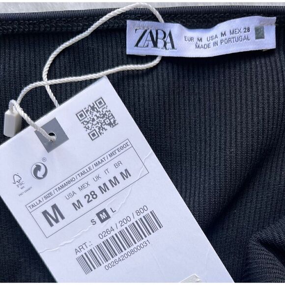 NWT Zara Ribbed Keyhole Crossed Halter Crop Top in Black, Size Medium - Picture 12 of 14